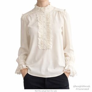 Molly Bracken Premium S/M Ivory Lace Victorian Blouse Romantic